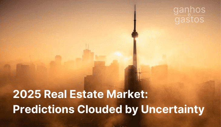 Toronto skyline at sunrise with the CN Tower surrounded by golden light, symbolizing the uncertainties of the 2025 real estate market.